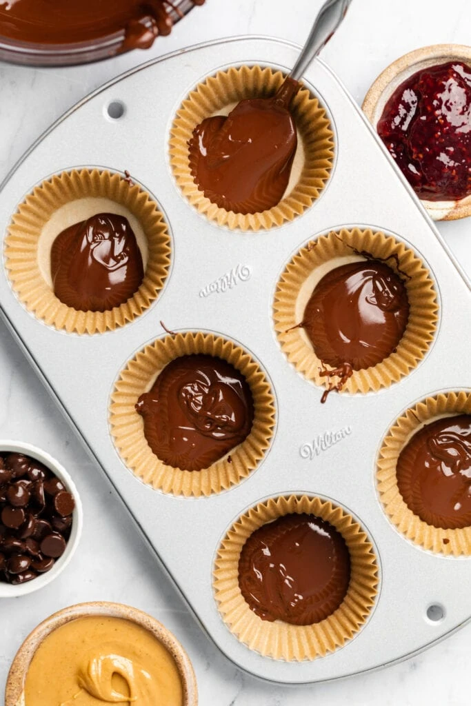 melted chocolate in muffin liners