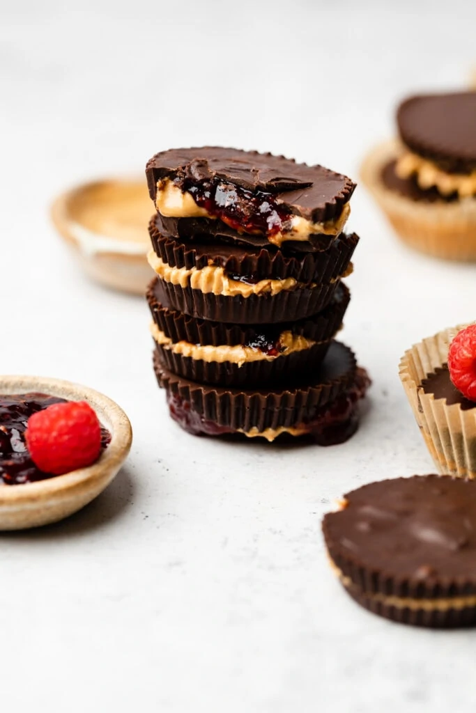 cashew butter cups stacked on each other