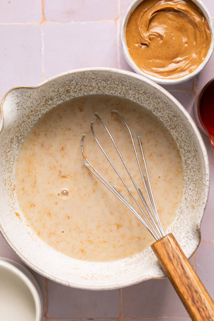 wet ingredients in mixing bowl