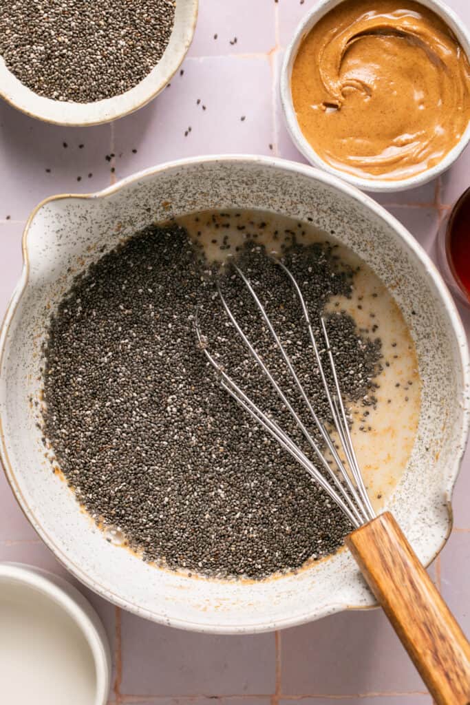 mixing bowl with chia pudding