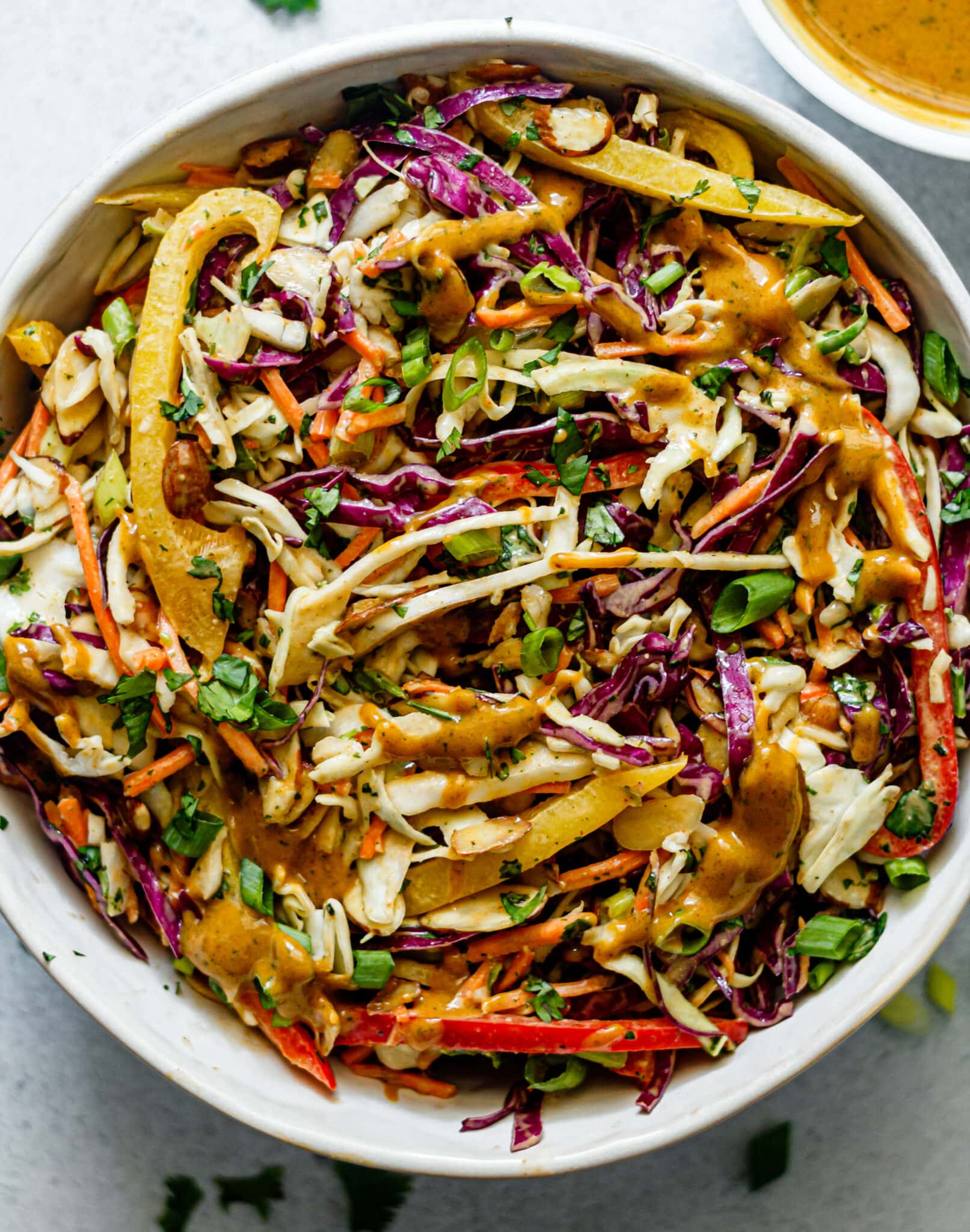 Thai Crunch Salad with Creamy Peanut Dressing - All the Healthy Things