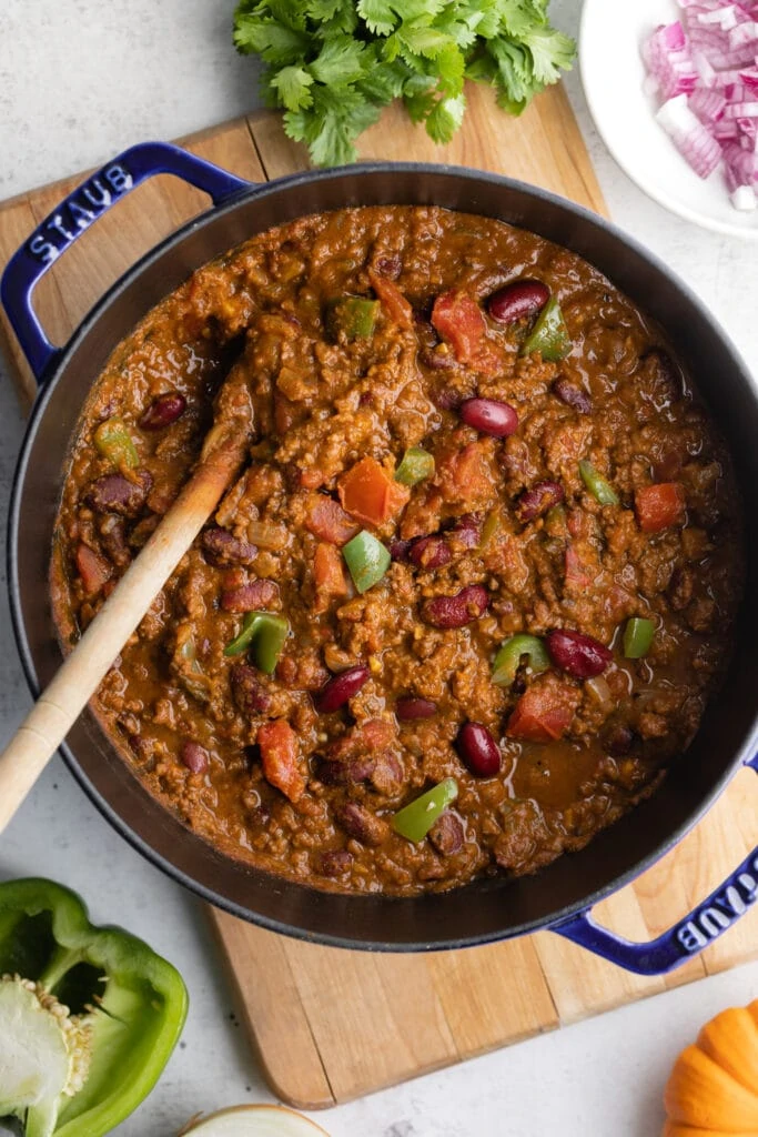 pumpkin chili in pot