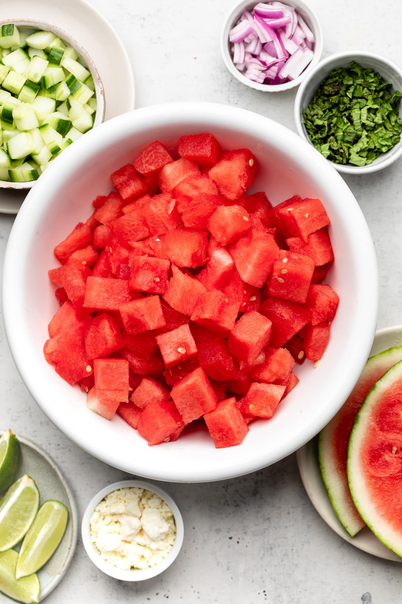watermelon salad ingredients chopped