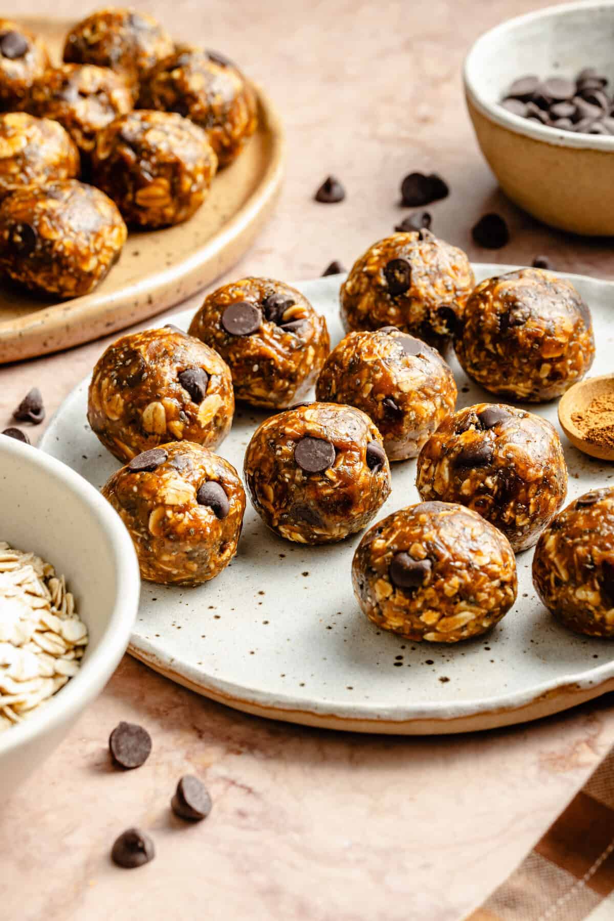 pumpkin spice energy bites on plate