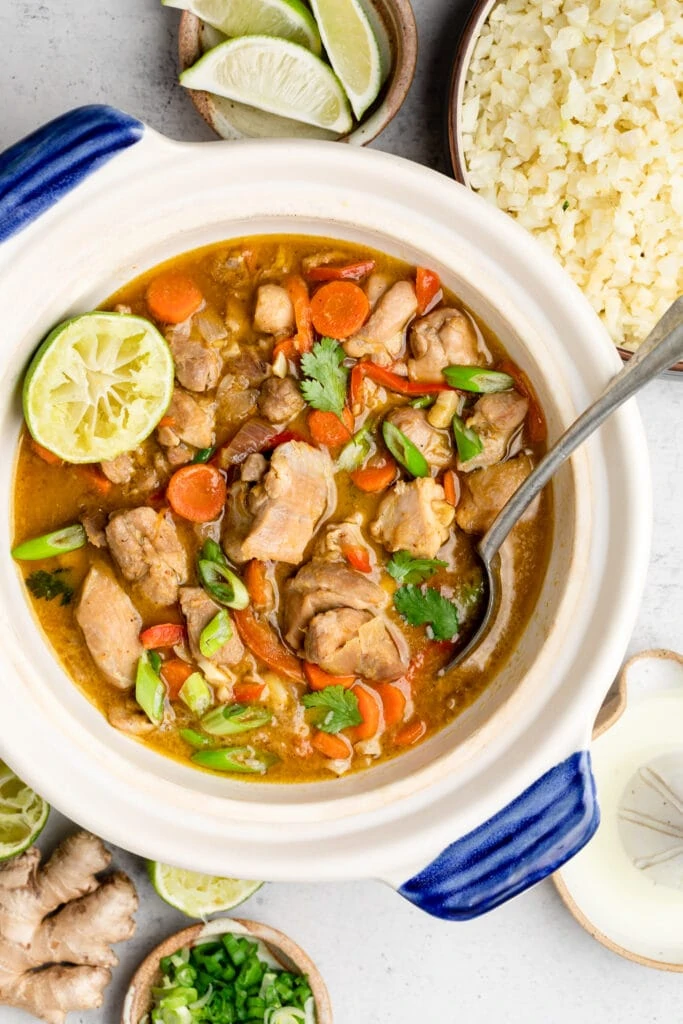 green curry in serving dish