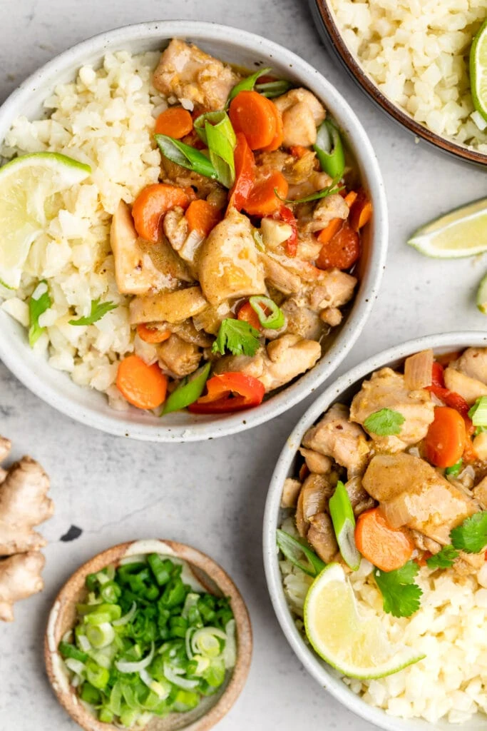 Thai green curry in two bowls
