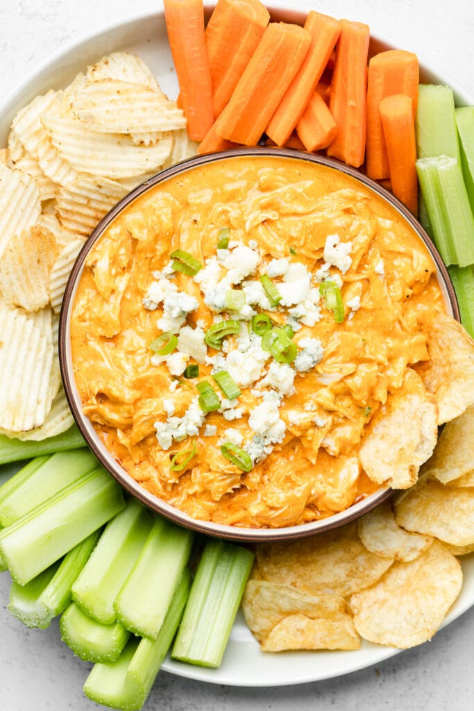 buffalo chicken dip in bowl