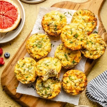 bacon, egg, and cheese muffins on serving platter