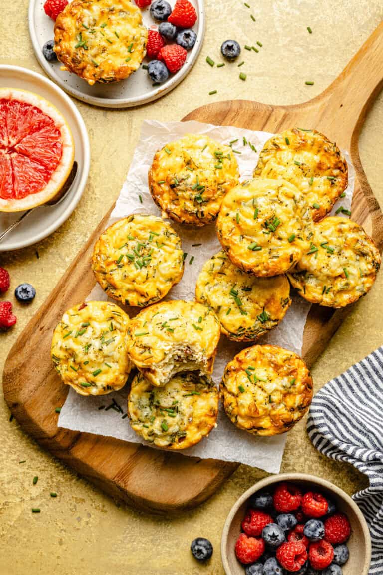 bacon, egg, and cheese muffins on serving platter