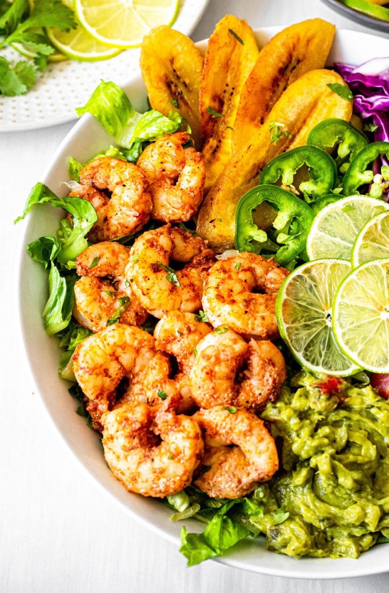 Chili Lime Shrimp Salad with Sweet & Spicy Guacamole