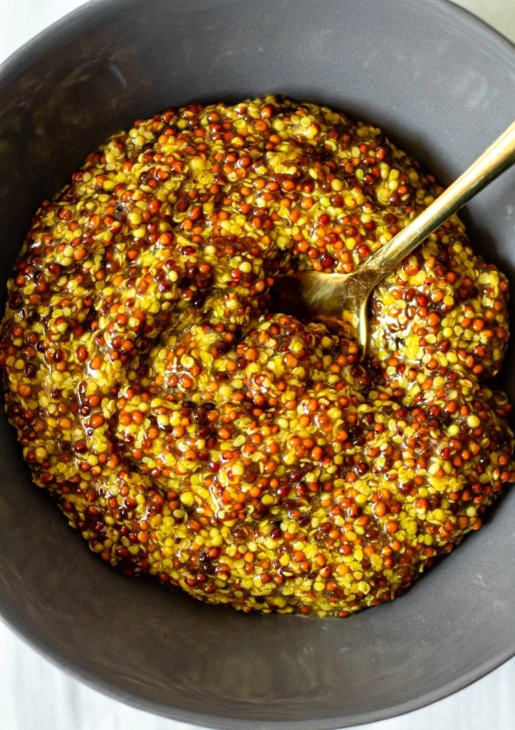 whole grain mustard in a small bowl