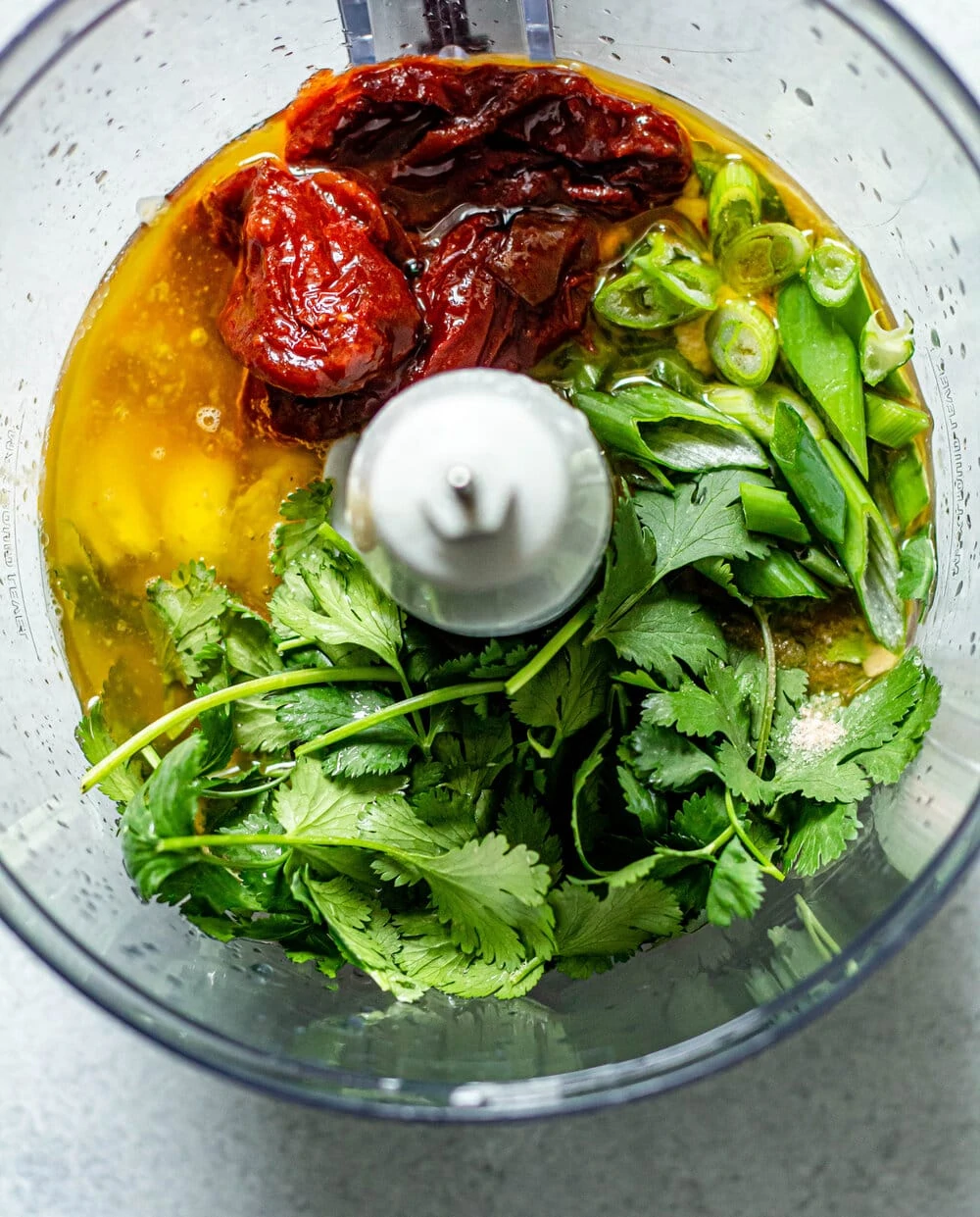 spicy lime tahini dressing ingredients in food processor
