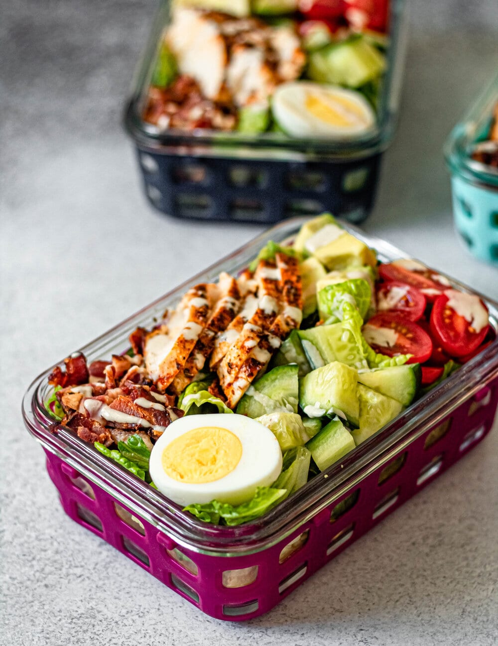 Easy Cobb Salad Meal Prep in meal prep container