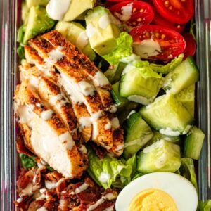 Cobb salad in a meal prep container
