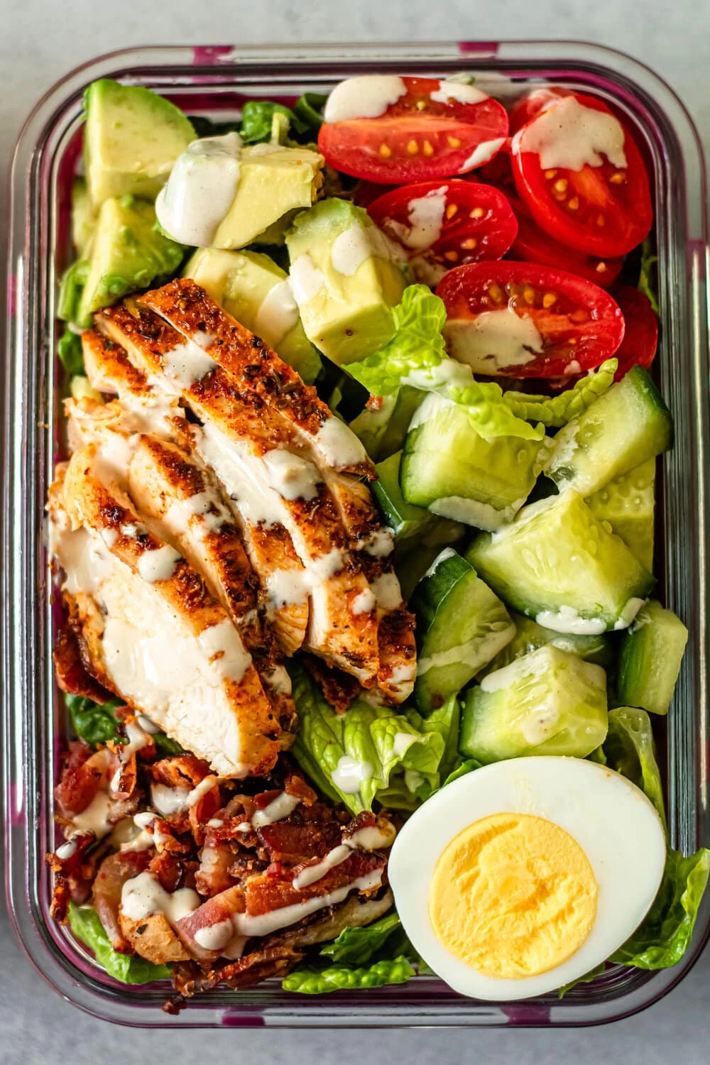 Easy Cobb Salad Meal Prep in meal prep container