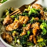 chicken and broccoli stir fry over rice
