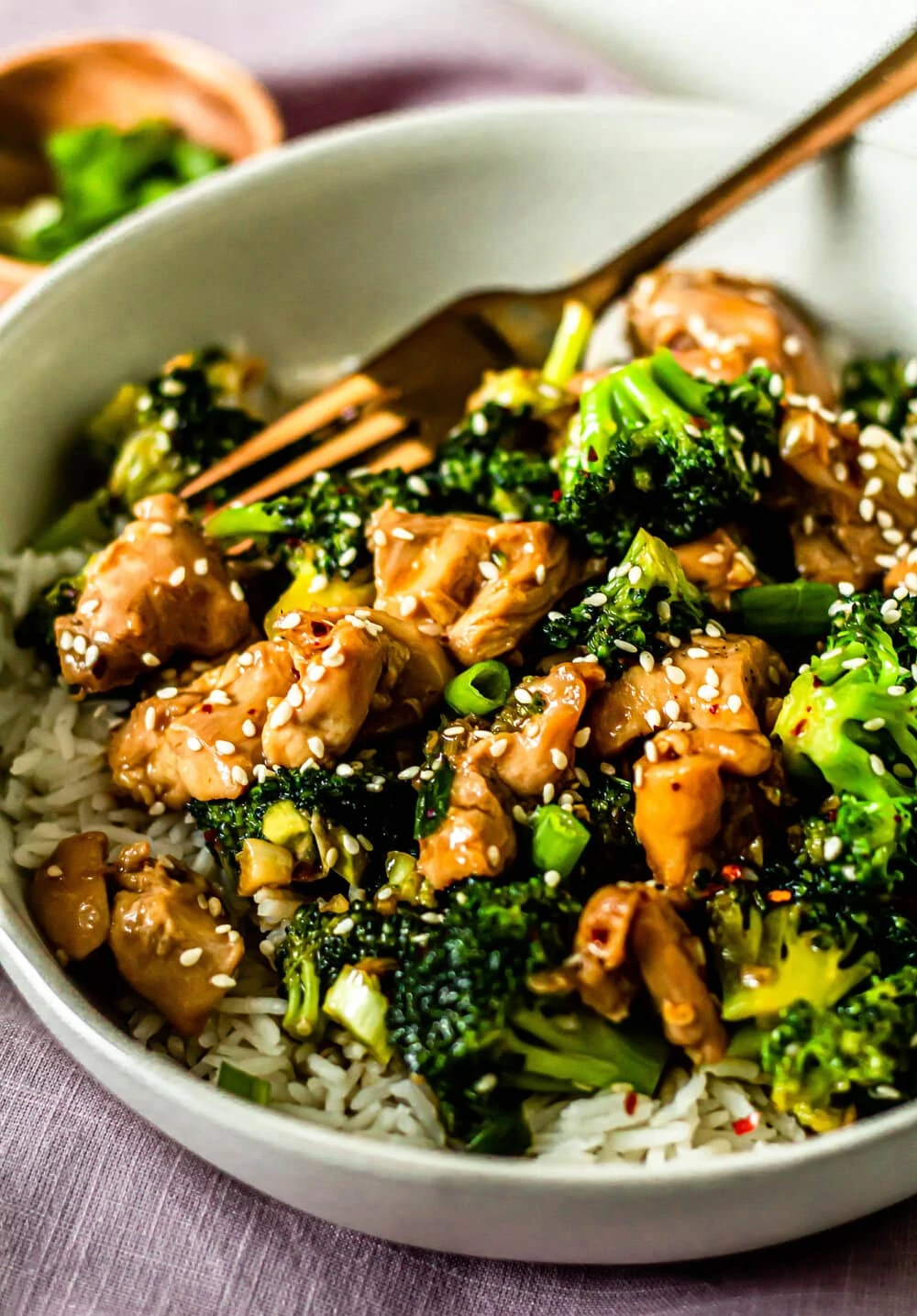 chicken and broccoli stir fry over rice