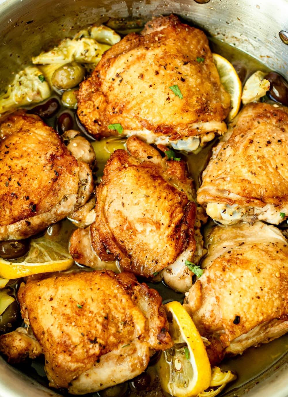 One Skillet Greek Chicken With Artichokes All The Healthy Things