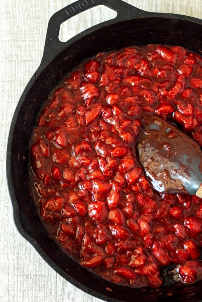 strawberry jam in skillet
