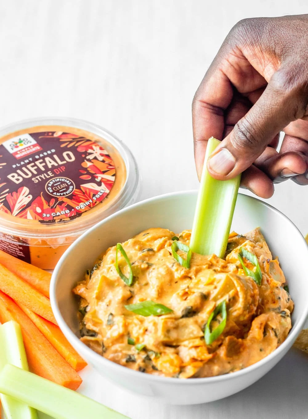 Buffalo Chicken Spinach Artichoke Dip (Dairy Free + Paleo)