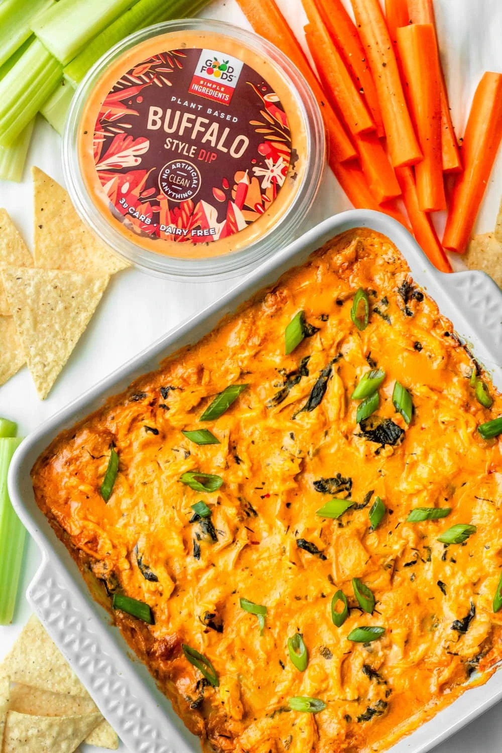 Buffalo Chicken Spinach Artichoke Dip (Dairy Free + Paleo)