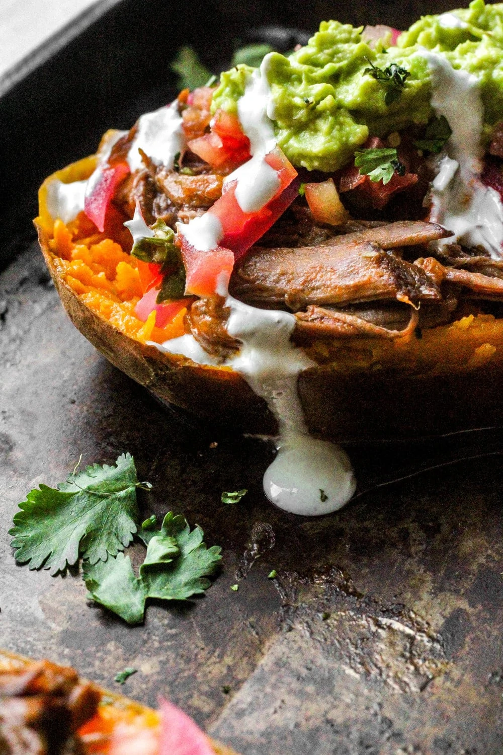 Crockpot Beef Enchilada Stuffed Sweet Potatoes