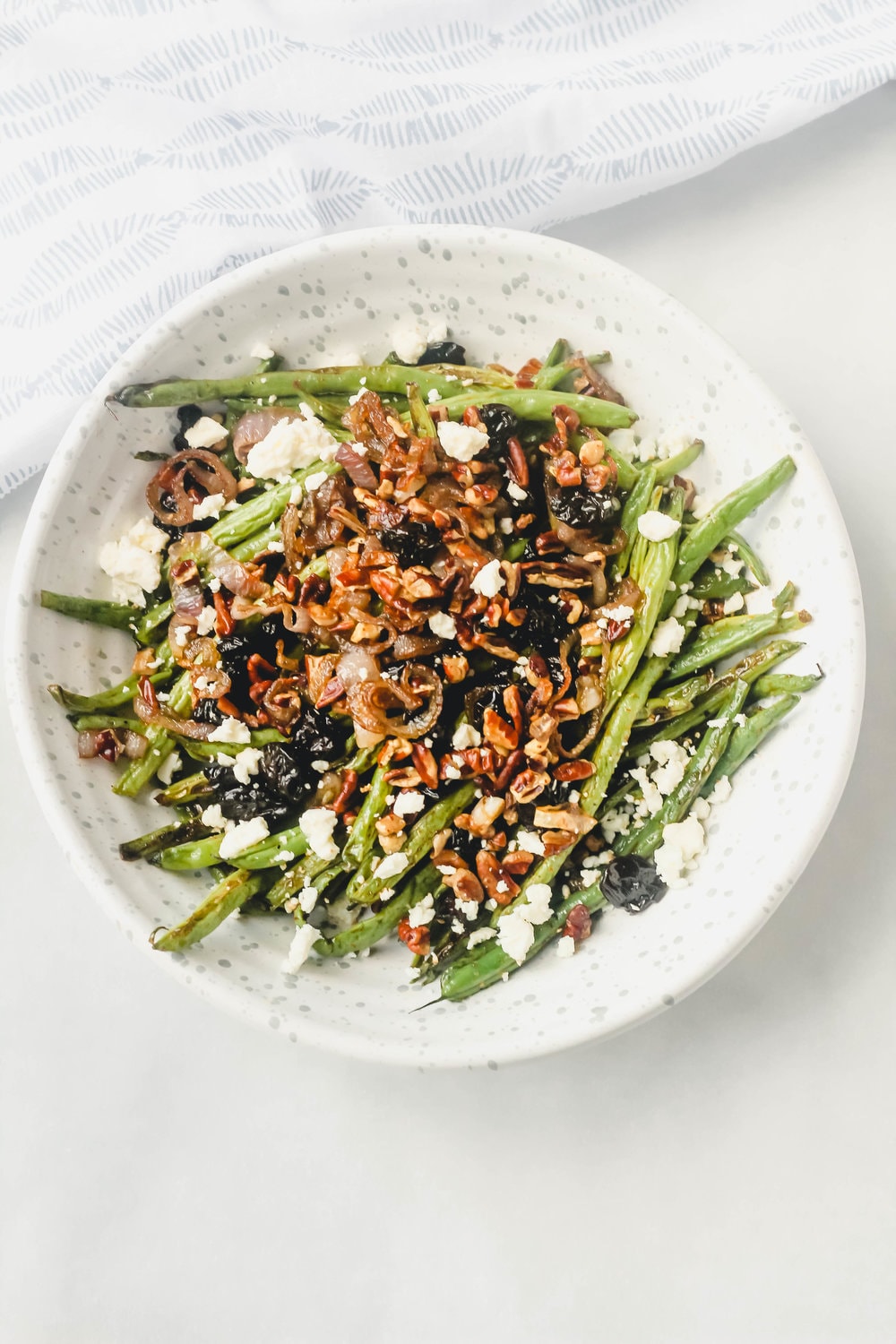 Roasted Green Beans with Crispy Shallots and Feta