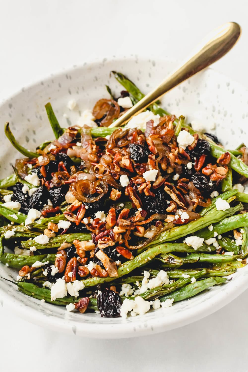 Roasted Green Beans with Crispy Shallots and Feta