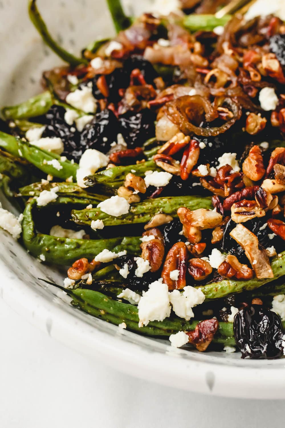 Roasted Green Beans with Crispy Shallots and Feta