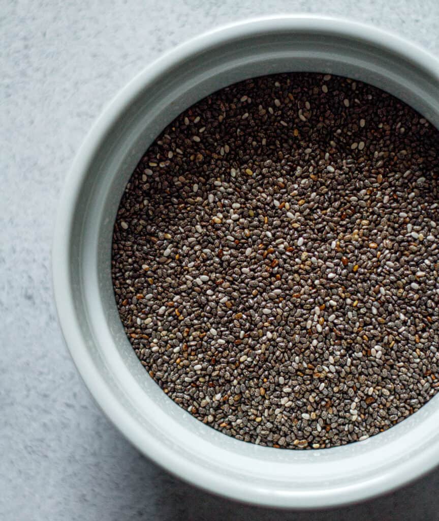 chia seeds in a white ramekin