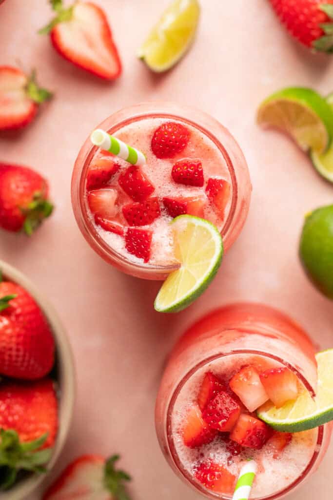 strawberry limeades in glasses 