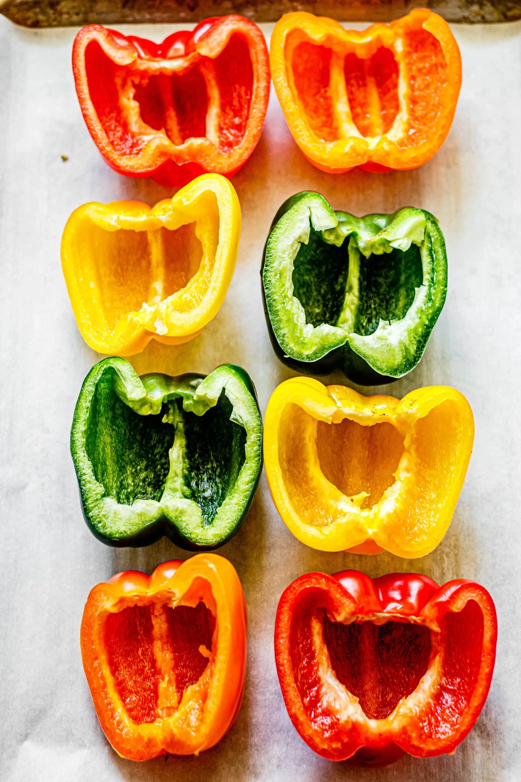 bell peppers cut in half