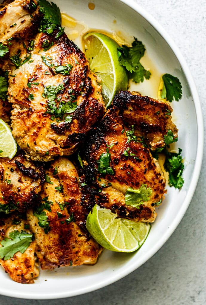 cilantro lime chicken things in white bowl