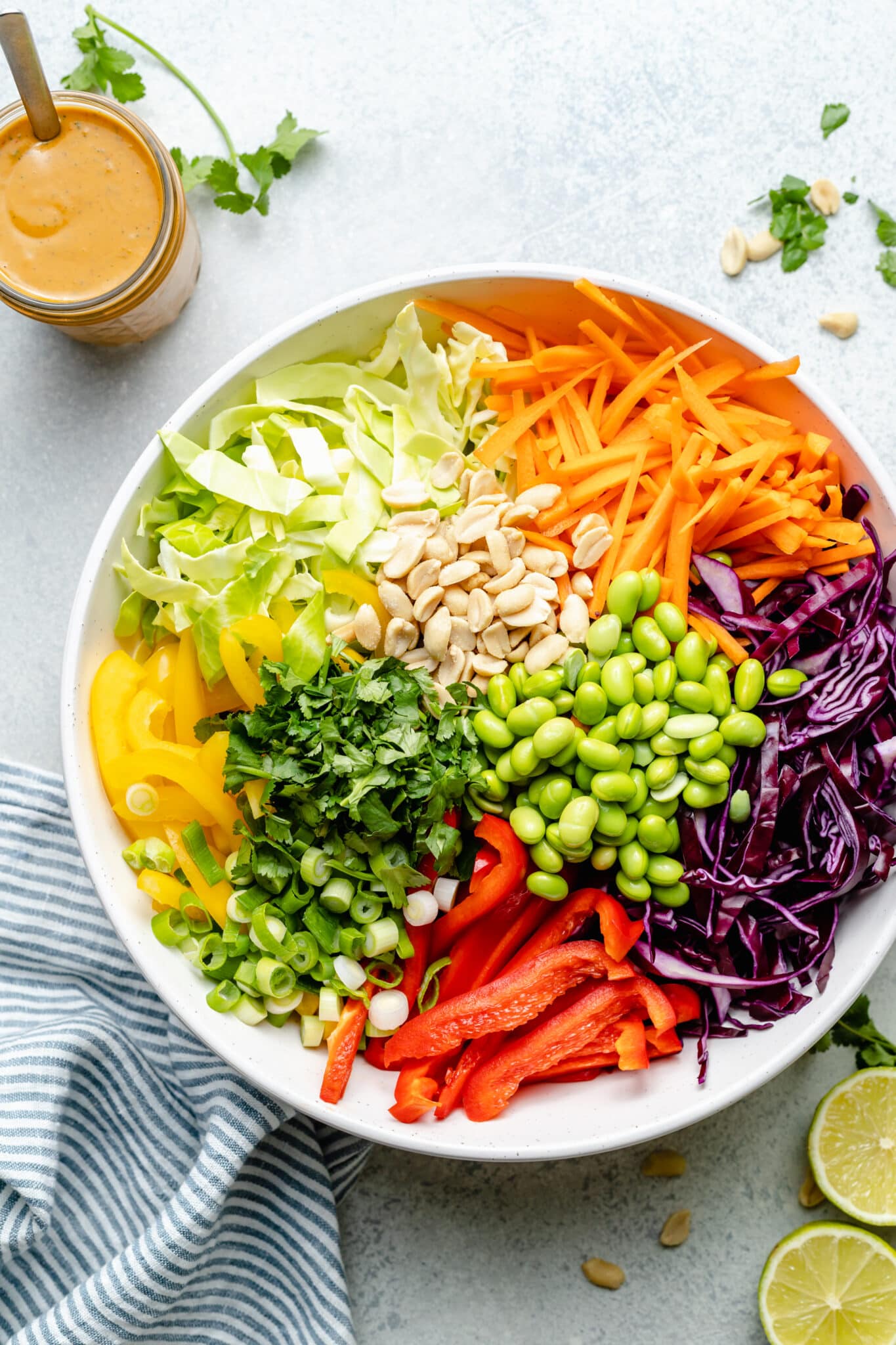 Thai Crunch Salad with Creamy Peanut Dressing - All the Healthy Things