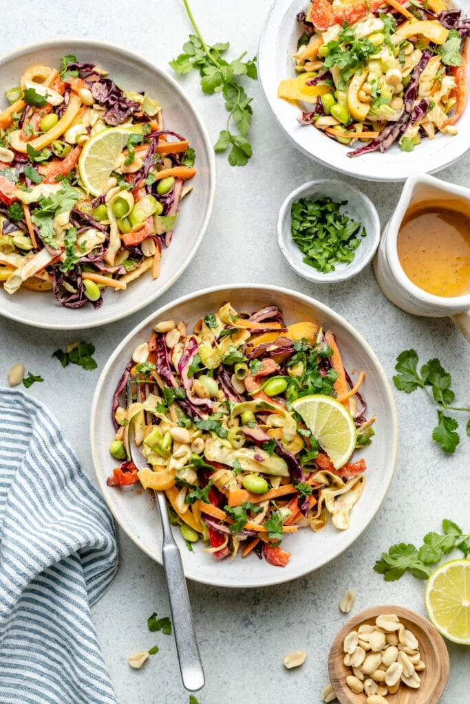 Thai Crunch Salad With Creamy Peanut Dressing All The Healthy Things