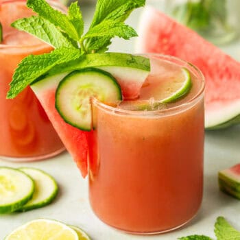 cucumber watermelon mocktail in glass