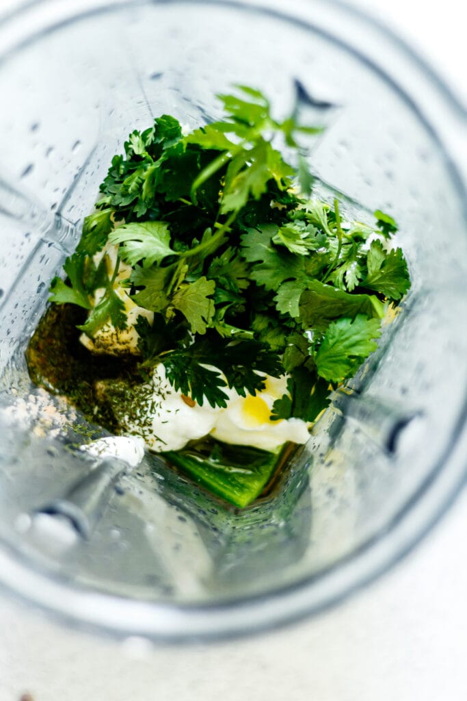 jalapeno ranch dressing ingredients in a blender