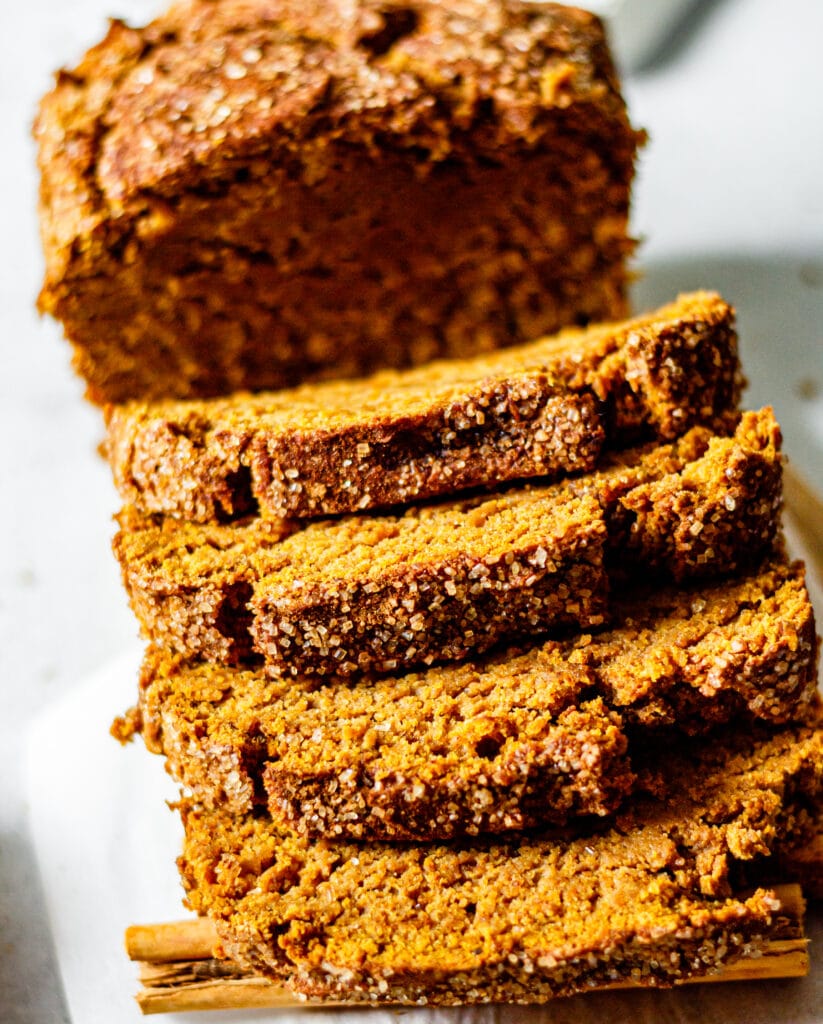 sliced pumpkin bread