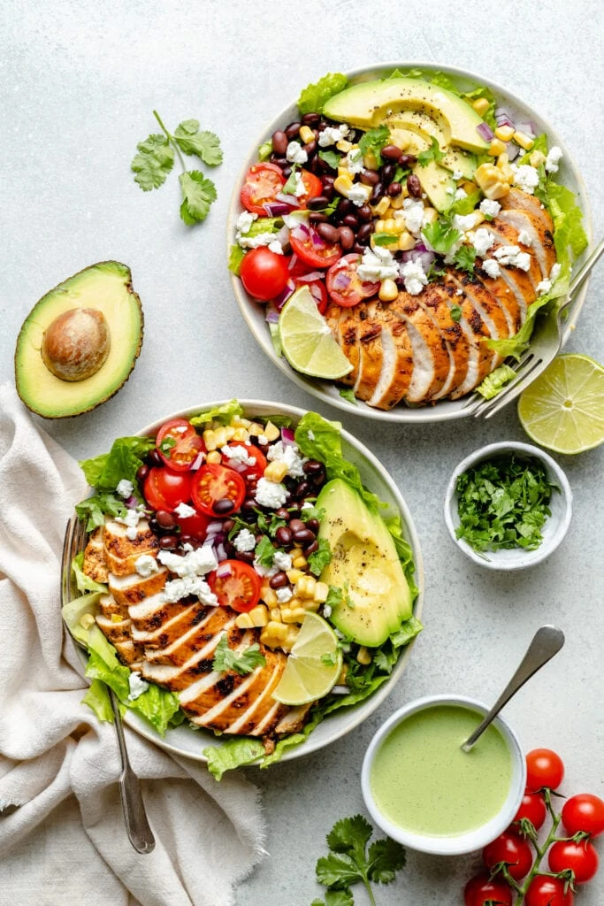 chicken salad in bowls