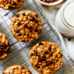 pumpkin chocolate chip oatmeal cups on wire rack