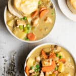 pot pie soup with a biscuit