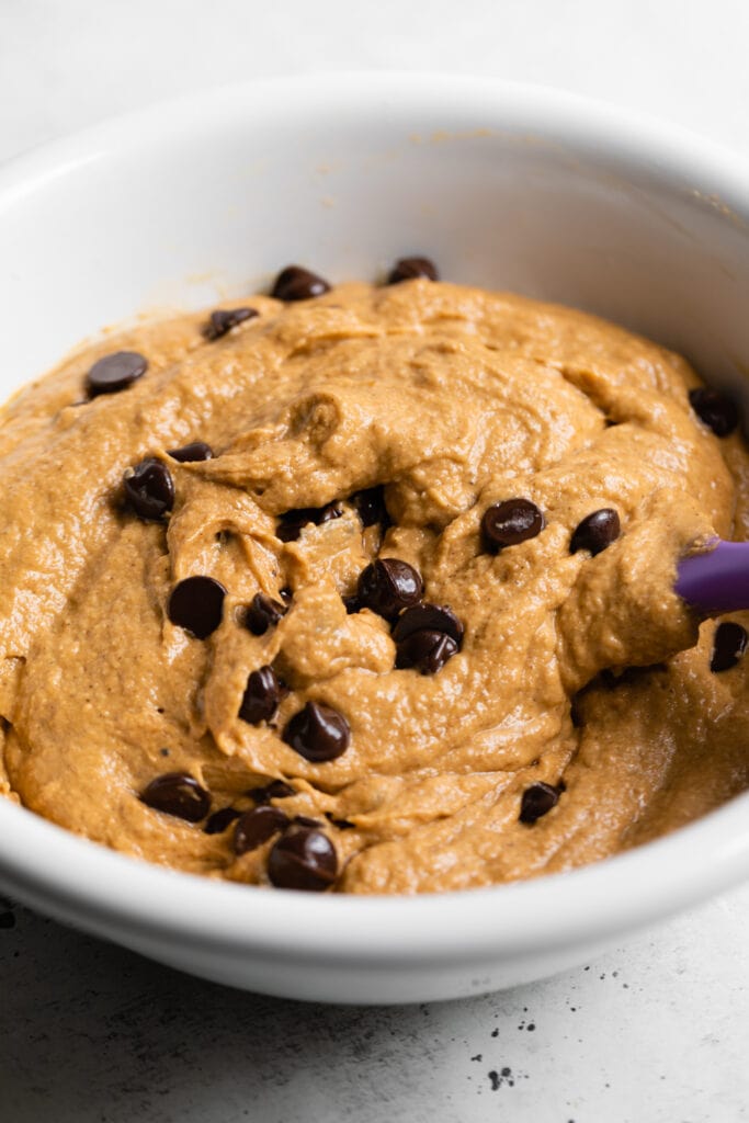 batter with chocolate chips