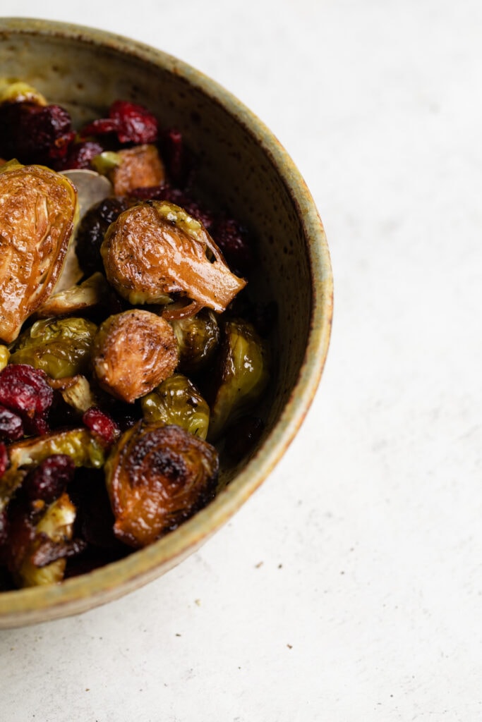 Roasted Brussels sprouts in bowl