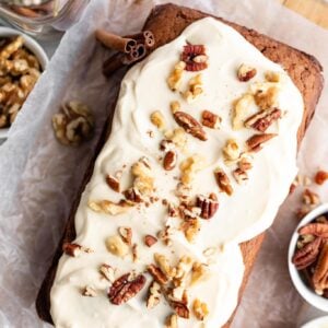 bread with frosting and nuts