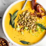 roasted butternut squash soup with toppings