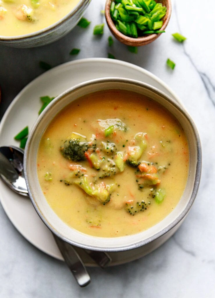 broccoli cheddar soup in bowl