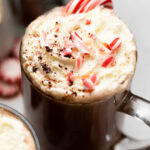 peppermint mocha topped with crushed peppermint candy