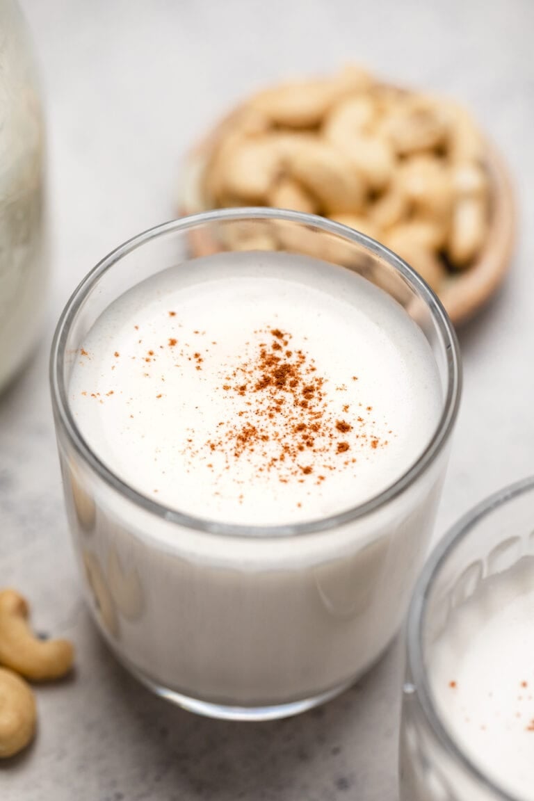 cashew milk in glass