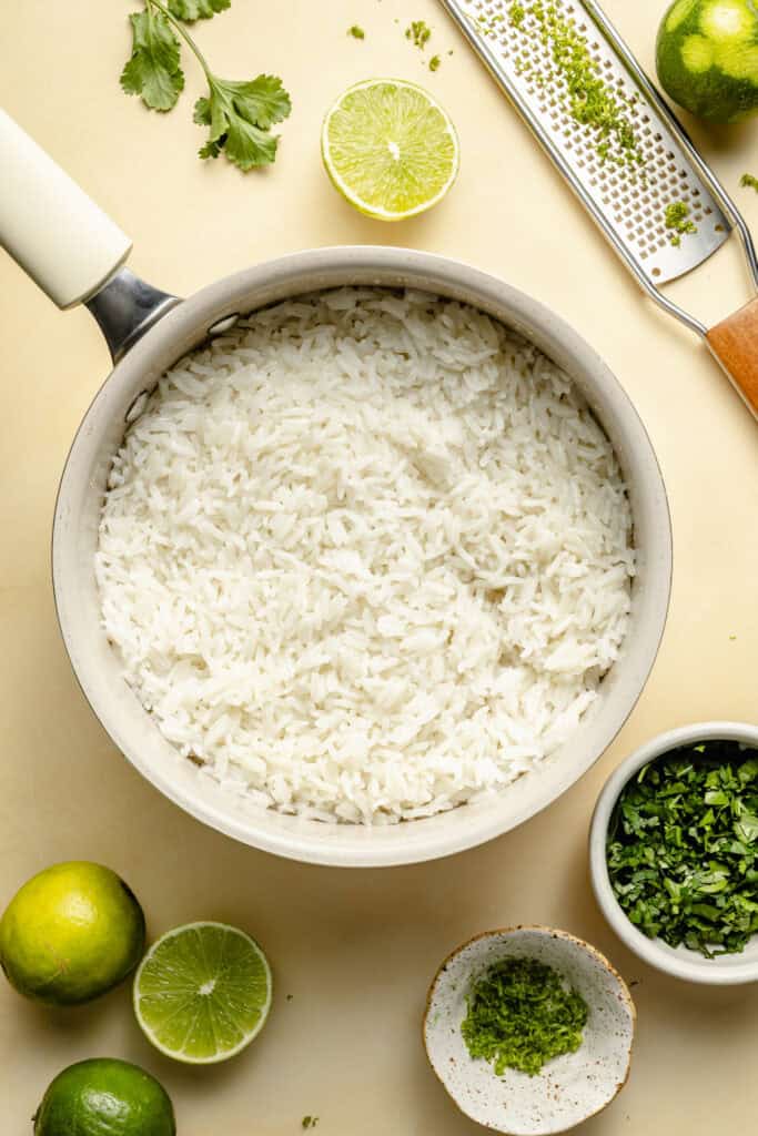 cooked rice in pot