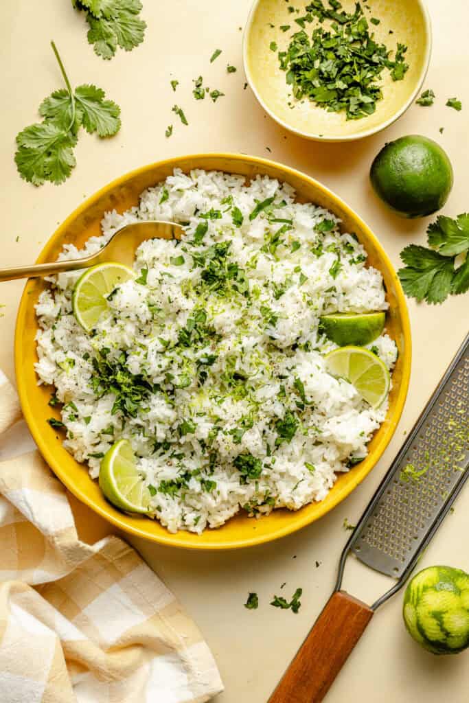 cilantro lime rice in serving dish
